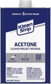 Klean Strip QAC18 Acetone Thinner, Liquid, Characteristic Ketone, Sweet Pungent, Clear, 1 qt, Can